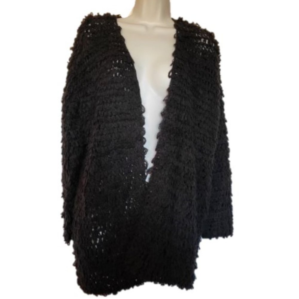 FOREVER 21 Women's Black Looped Open Front Sweater Cardigan Size Small NWOT